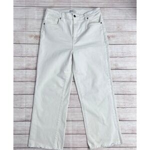 Oliver Logan Aberdeen High Rise Wide Leg Crop Jeans Ecru Women's Size 31